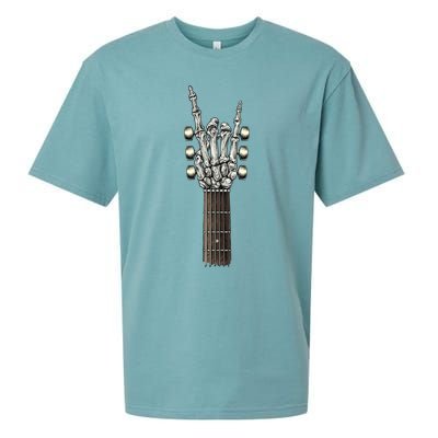 Rock On Guitar Neck Gift With A Sweet Rock And Roll Skeleton Hand Funny Gift Sueded Cloud Jersey T-Shirt