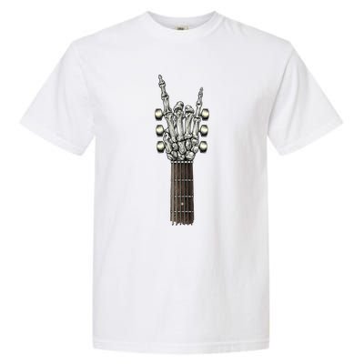 Rock On Guitar Neck Gift With A Sweet Rock And Roll Skeleton Hand Funny Gift Garment-Dyed Heavyweight T-Shirt