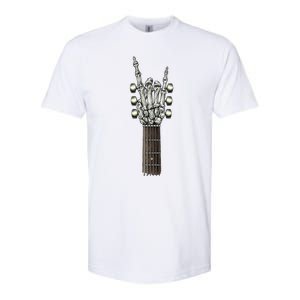 Rock On Guitar Neck Gift With A Sweet Rock And Roll Skeleton Hand Funny Gift Softstyle CVC T-Shirt