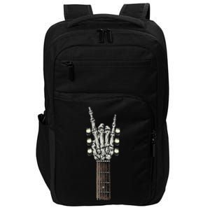 Rock On Guitar Neck Rock & Roll Halloween Skeleton Hand Impact Tech Backpack