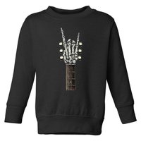 Rock On Guitar Neck With A Sweet Rock & Roll Skeleton Hand Toddler Sweatshirt