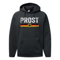 Retro Oktoberfest German Flag Prost Performance Fleece Hoodie