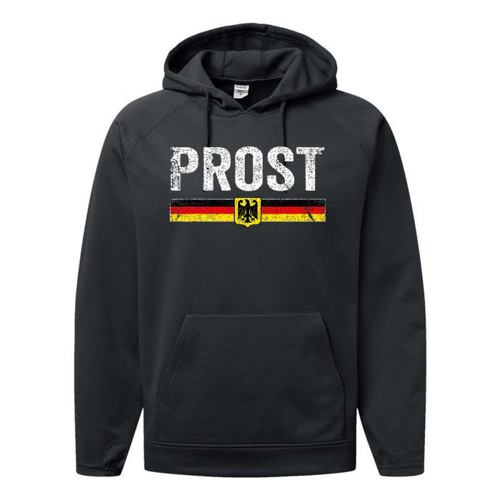 Retro Oktoberfest German Flag Prost Performance Fleece Hoodie