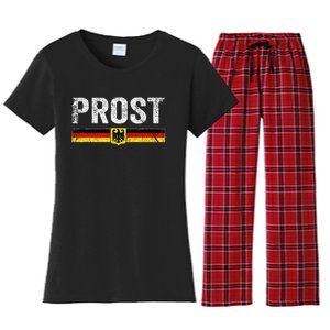 Retro Oktoberfest German Flag Prost Women's Flannel Pajama Set