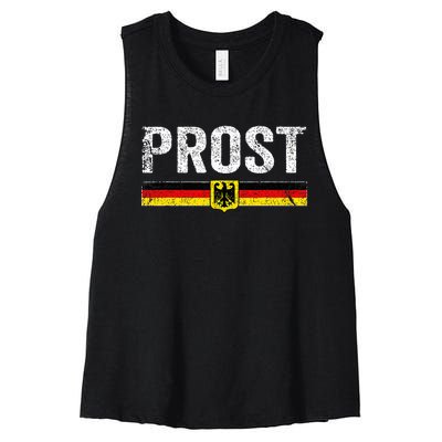 Retro Oktoberfest German Flag Prost Women's Racerback Cropped Tank