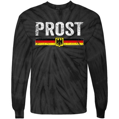 Retro Oktoberfest German Flag Prost Tie-Dye Long Sleeve Shirt