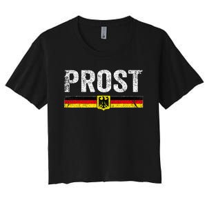 Retro Oktoberfest German Flag Prost Women's Crop Top Tee