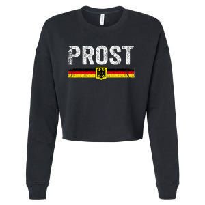 Retro Oktoberfest German Flag Prost Cropped Pullover Crew