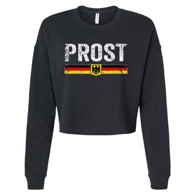 Retro Oktoberfest German Flag Prost Cropped Pullover Crew