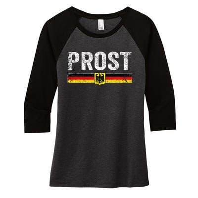 Retro Oktoberfest German Flag Prost Women's Tri-Blend 3/4-Sleeve Raglan Shirt