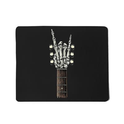 Rock On Guitar Neck Rock & Roll Halloween Skeleton Hand Mousepad