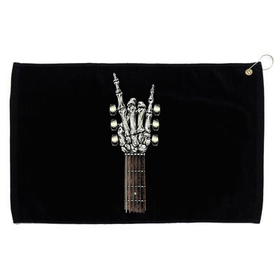 Rock On Guitar Neck Rock & Roll Halloween Skeleton Hand Grommeted Golf Towel