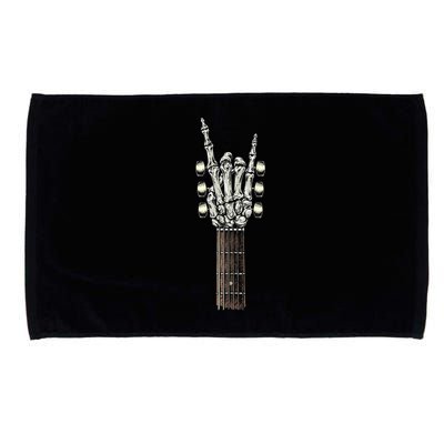 Rock On Guitar Neck Rock & Roll Halloween Skeleton Hand Microfiber Hand Towel