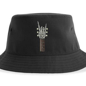 Rock On Guitar Neck - With A Sweet Rock & Roll Skeleton Hand Sustainable Bucket Hat