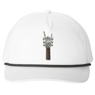 Rock On Guitar Neck - With A Sweet Rock & Roll Skeleton Hand Snapback Five-Panel Rope Hat