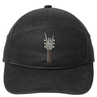 Rock On Guitar Neck - With A Sweet Rock & Roll Skeleton Hand 7-Panel Snapback Hat