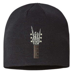 Rock On Guitar Neck - With A Sweet Rock & Roll Skeleton Hand Sustainable Beanie