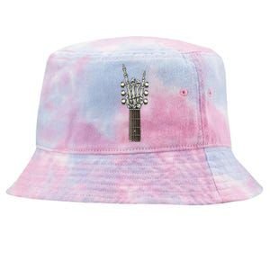 Rock On Guitar Neck - With A Sweet Rock & Roll Skeleton Hand Tie-Dyed Bucket Hat