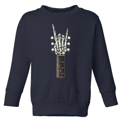 Rock On Guitar Neck With A Sweet Rock Roll Skeleton Hand Toddler Sweatshirt