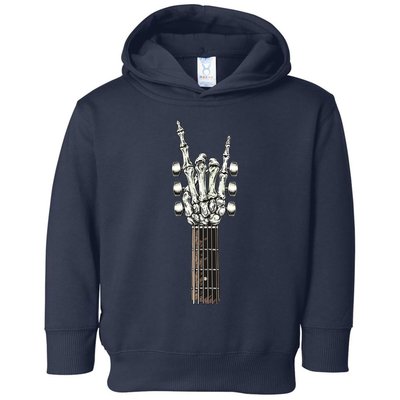 Rock On Guitar Neck With A Sweet Rock Roll Skeleton Hand Toddler Hoodie