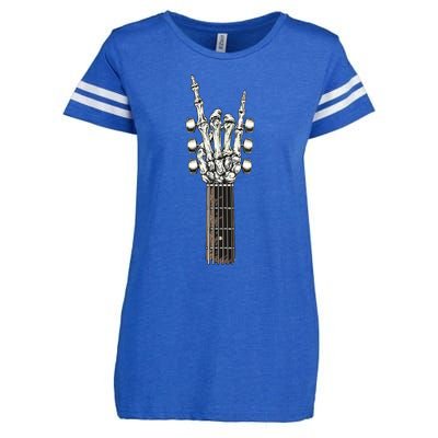 Rock On Guitar Neck With A Sweet Rock Roll Skeleton Hand Enza Ladies Jersey Football T-Shirt