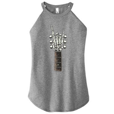 Rock On Guitar Neck With A Sweet Rock Roll Skeleton Hand Women's Perfect Tri Rocker Tank