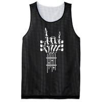 Rock On Guitar Neck Rock & Roll Halloween Skeleton Hand Mesh Reversible Basketball Jersey Tank