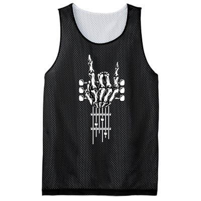 Rock On Guitar Neck Rock & Roll Halloween Skeleton Hand Mesh Reversible Basketball Jersey Tank