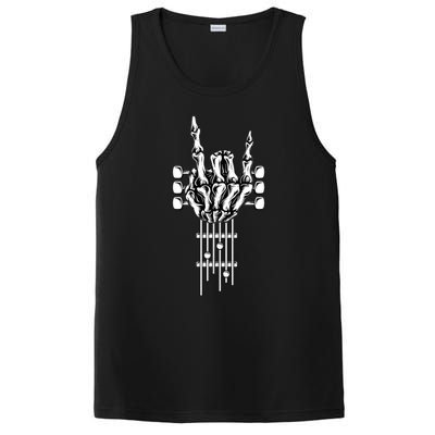 Rock On Guitar Neck Rock & Roll Halloween Skeleton Hand PosiCharge Competitor Tank