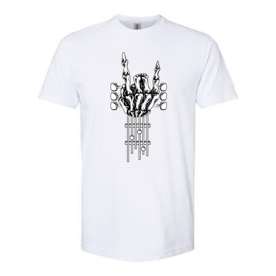 Rock On Guitar Neck Rock & Roll Halloween Skeleton Hand Softstyle CVC T-Shirt