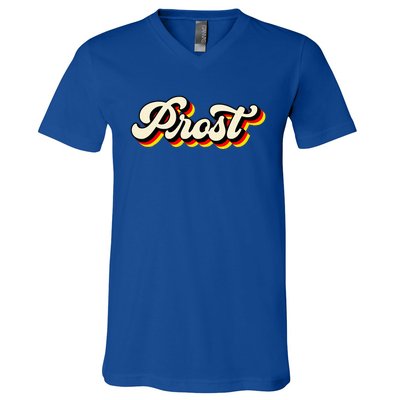 Retro Oktoberfest German Flag Prost V-Neck T-Shirt