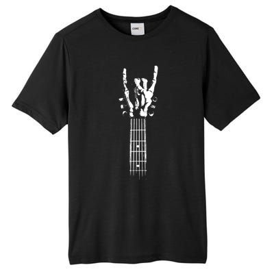 Rock On Guitar Neck With A Sweet Rock And Roll Skeleton Hand Gift Tall Fusion ChromaSoft Performance T-Shirt