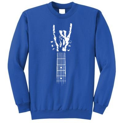 Rock On Guitar Neck With A Sweet Rock And Roll Skeleton Hand Gift Sweatshirt