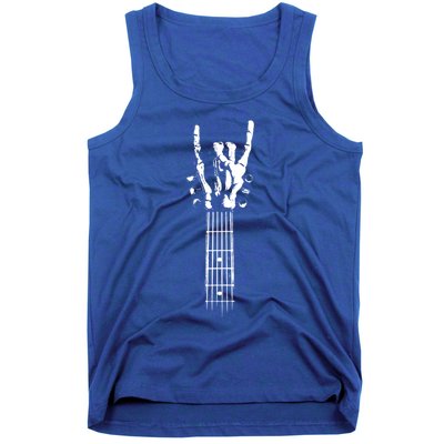 Rock On Guitar Neck With A Sweet Rock And Roll Skeleton Hand Gift Tank Top