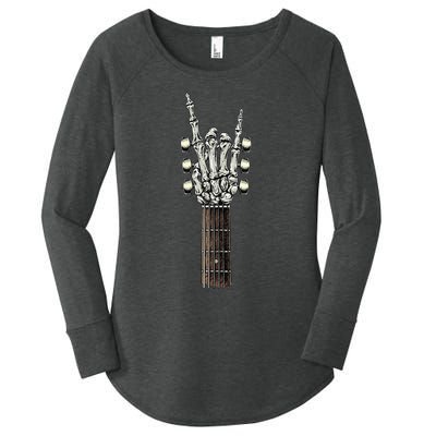 Rock On Guitar Neck Rock & Roll Halloween Skeleton Hand Women's Perfect Tri Tunic Long Sleeve Shirt