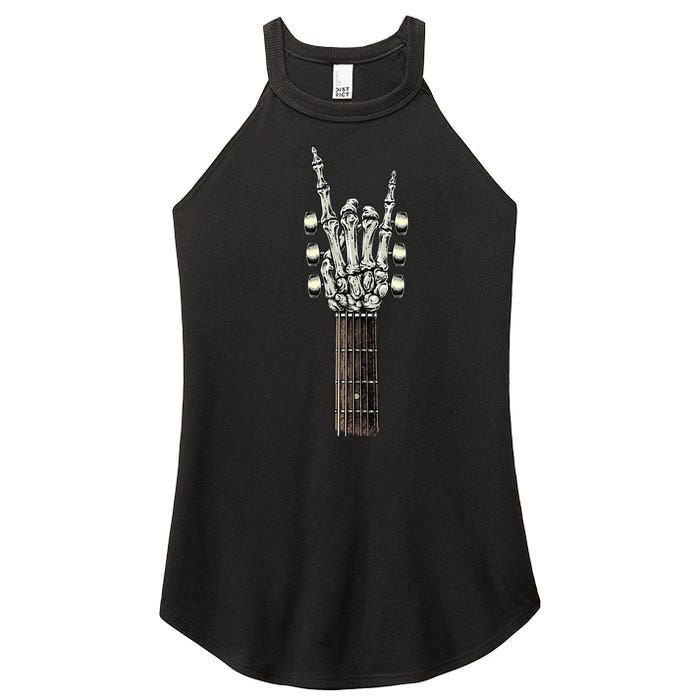 Rock On Guitar Neck Rock & Roll Halloween Skeleton Hand Women's Perfect Tri Rocker Tank