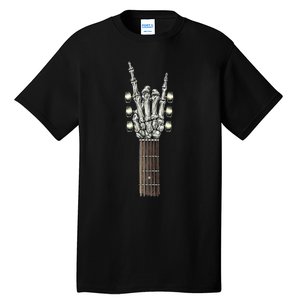 Rock On Guitar Neck With A Sweet Rock & Roll Skeleton Hand Tall T-Shirt