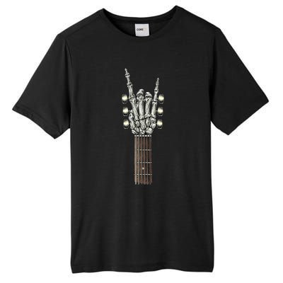 Rock On Guitar Neck With A Sweet Rock & Roll Skeleton Hand Tall Fusion ChromaSoft Performance T-Shirt