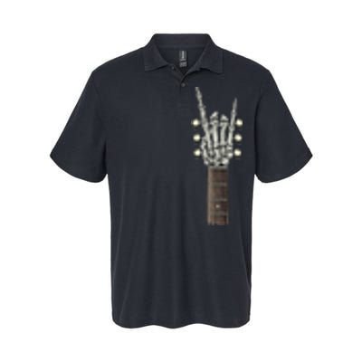 Rock On Guitar Neck With A Sweet Rock & Roll Skeleton Hand Softstyle Adult Sport Polo