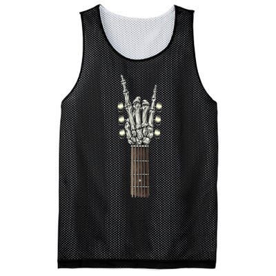 Rock On Guitar Neck With A Sweet Rock & Roll Skeleton Hand Mesh Reversible Basketball Jersey Tank