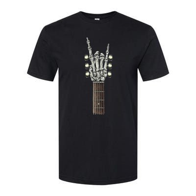 Rock On Guitar Neck With A Sweet Rock & Roll Skeleton Hand Softstyle CVC T-Shirt