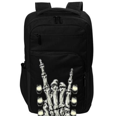 Rock On Guitar Neck Rock & Roll Halloween Skeleton Hand Impact Tech Backpack