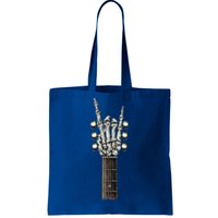 Rock On Guitar Neck Rock & Roll Halloween Skeleton Hand Tote Bag