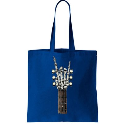 Rock On Guitar Neck Rock & Roll Halloween Skeleton Hand Tote Bag