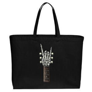 Rock On Guitar Neck Rock & Roll Halloween Skeleton Hand Cotton Canvas Jumbo Tote