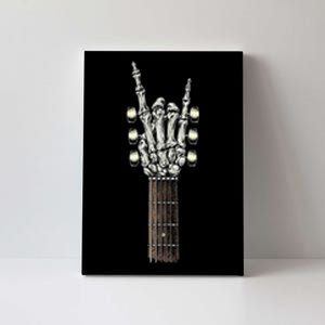 Rock On Guitar Neck Rock & Roll Halloween Skeleton Hand Canvas