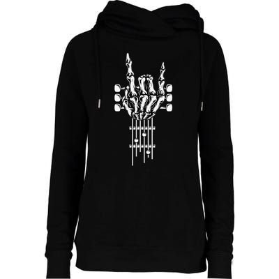 Rock On Guitar Neck Concert Band Tees Womens Funnel Neck Pullover Hood