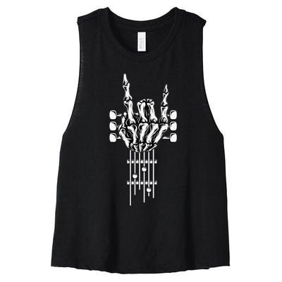 Rock On Guitar Neck Concert Band Tees Women's Racerback Cropped Tank