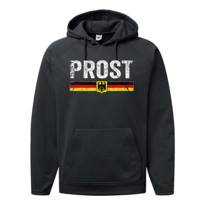 Retro Oktoberfest German Flag Prost Performance Fleece Hoodie