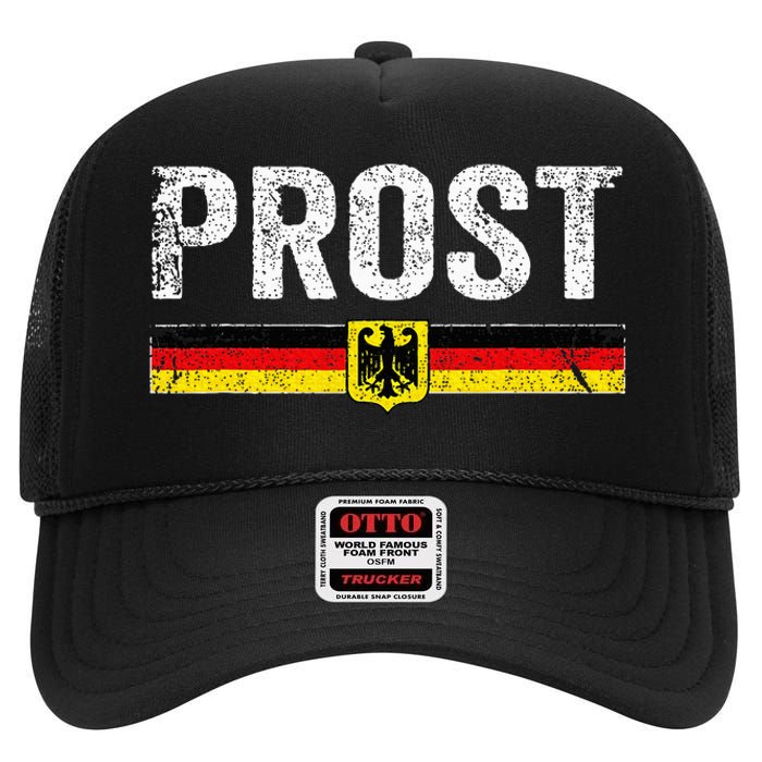 Retro Oktoberfest German Flag Prost High Crown Mesh Back Trucker Hat